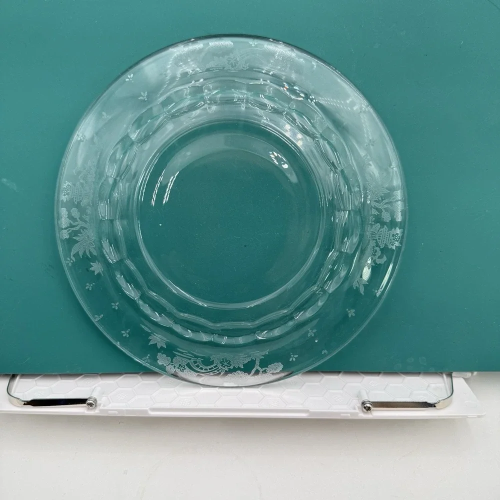 Fostoria 'Willow' Clear Etched Glass Luncheon Salad Plates - 7.5